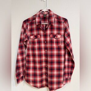 Eddie Bauer Red and Black Plaid Casual Button Down Shirt Women’s Small